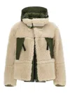 Sacai Ecru/khaki Green Two-tone Jacket In White