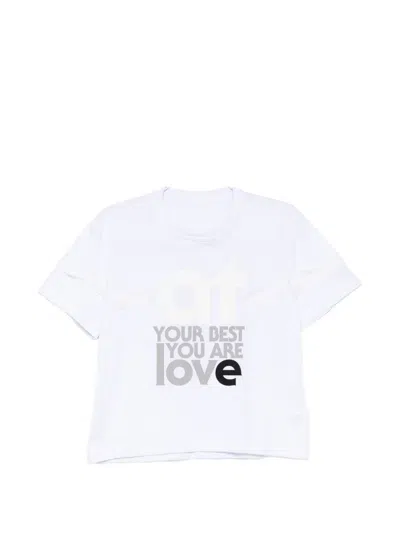 Sacai Text-print Crew Neck T-shirt In White