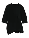 Sacai Textured Cable Knit Sweater With Asymmetric Hem In Black