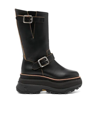 SACAI SACAI BUCKLE DETAILED ENGINEER BOOTS