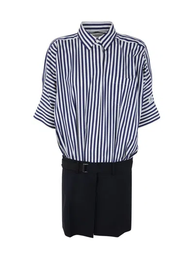 【sacai】 Thomas Mason Cotton Poplin Dress Sacai Thomas Mason Cotton Poplin Dress Clothing In Blue