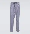 Sacai Thomas Mason Cotton Poplin Pants In Navy Stripe