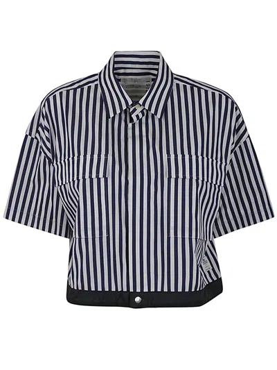 Sacai Thomas Mason Cotton Poplin Shirt In Blue