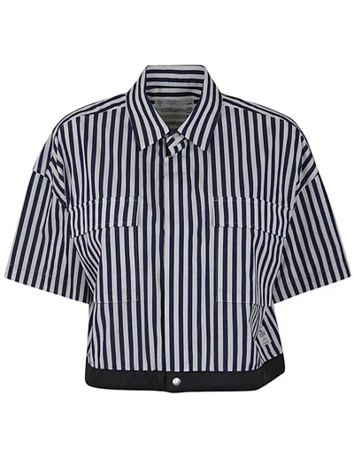 Sacai Thomas Mason Cotton Poplin Shirt In Black
