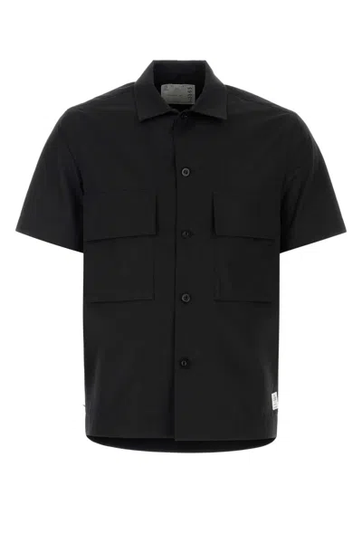 Sacai Pocket Short-sleeve Shirt In Black