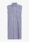 Sacai Navy Blue Stripes Cotton Thomas Mason Dress In Navy