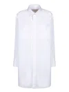 Sacai Long Sleeve Poplin Cotton Shirt In White
