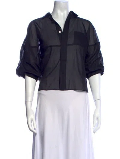 Pre-owned Sacai Three-quarter Sleeve Top In Black