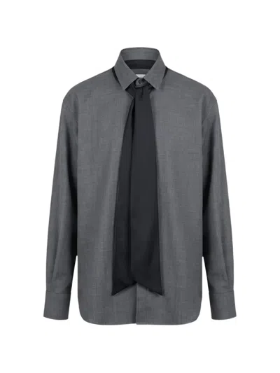 Sacai Tie-detail Suiting Shirt In Gray