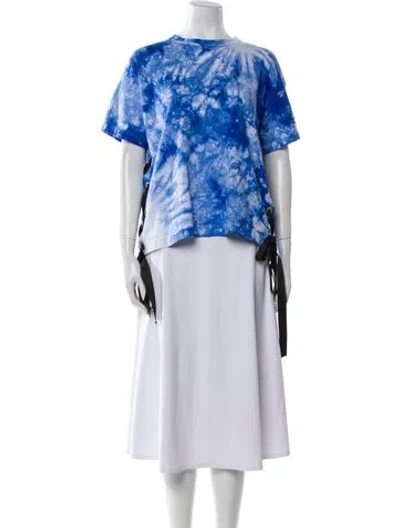 Pre-owned Sacai Tie-dye Print Bateau Neckline T-shirt In Blue