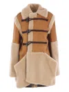 Sacai Toggle Mouton Coat In Brown