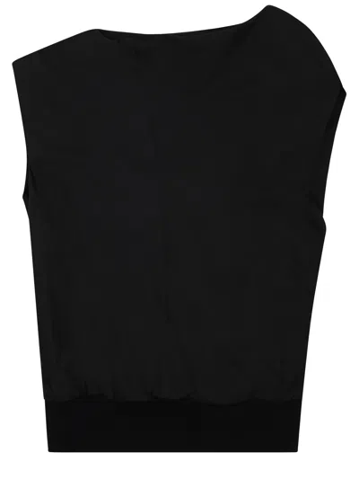 Sacai Top Asimmetrico In Black