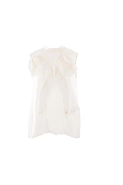 Sacai Satin X Chiffon Pullover In Burgundy