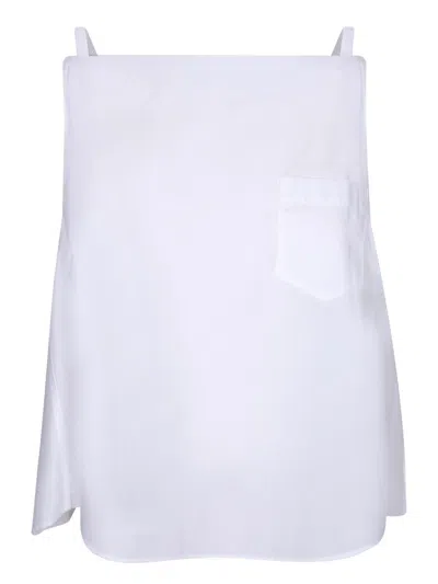 Sacai Boat Neck Pleated Poplin Camisole In White