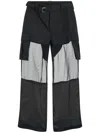 Sacai Straight Leg Fabric Combo Pants In Black In Black