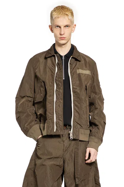Sacai Treated Nylon Twill Blouson In Brown