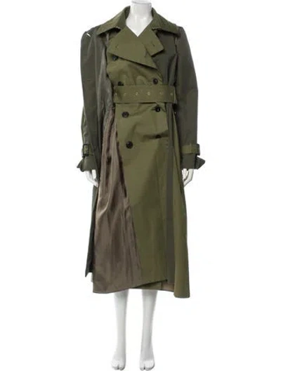 Pre-owned Sacai Trench Coat In Green
