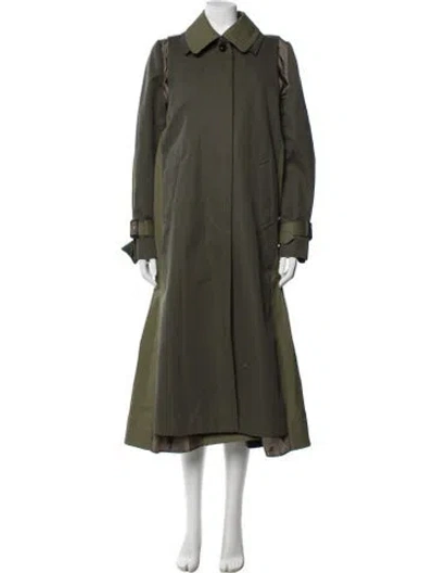 Pre-owned Sacai Trench Coat In Green