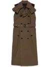 Sacai Double Breasted Midi Trench Dress In Brown