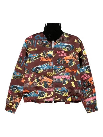 Sacai Tropical-print Jacket In Red