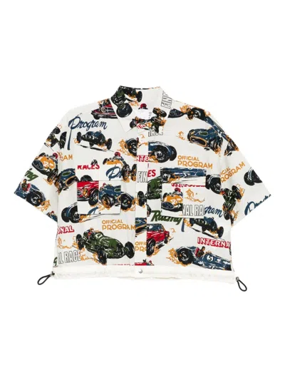 Sacai Tropical-print Shirt In White