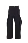 Sacai Twill Wide-leg Trousers In Black