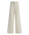 Sacai Wide Leg Denim Trousers With Button Detail In Beige