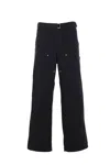 Sacai Carhartt Wip Duck Cotton Trousers In Black