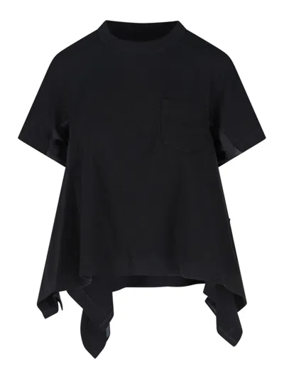 Sacai T-shirt Asimmetrica In Black