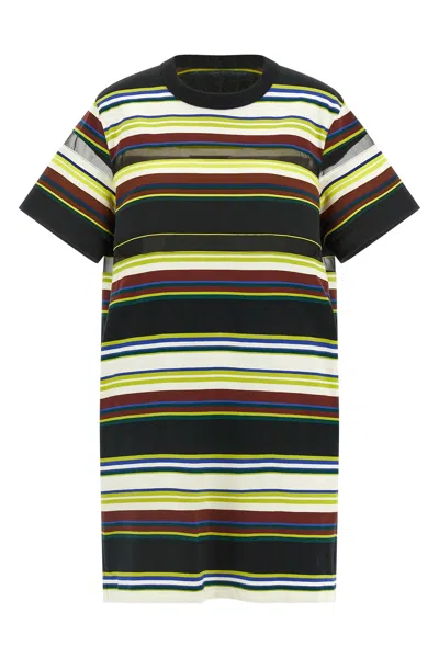 Sacai T-shirt Dress In Multi
