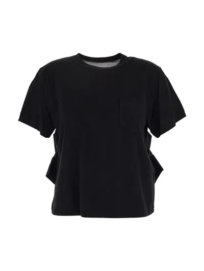 Sacai Tshirt Woman In Black