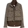Sacai Tweed-fringed Jacket In Gray