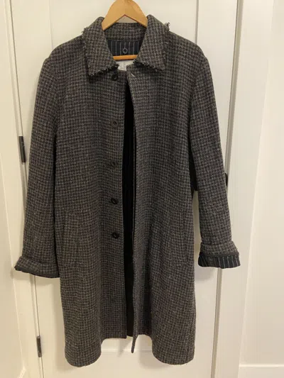 Pre-owned Sacai Tweed Check Overcoat 14-00693m In Gray