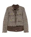 Sacai Tweed-fringed Jacket In Multi