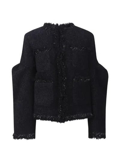 Sacai Chic Tweed Jacket In Black