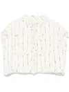Sacai Tweed Vest With Short Sleeves And Frayed Edge In White