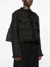 Sacai Tweed Wool Short Jacket In Black