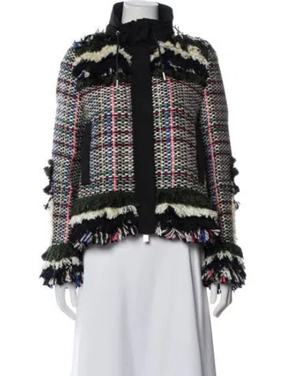 Pre-owned Sacai Tweed Pattern Evening Jacket In Black