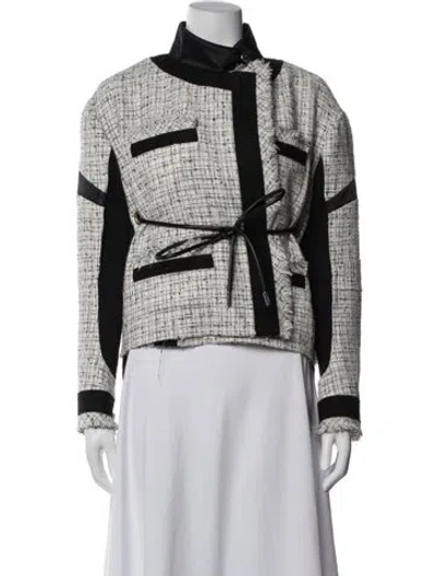Pre-owned Sacai Tweed Pattern Jacket In White