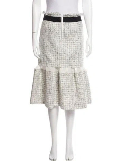Pre-owned Sacai Tweed Pattern Knee-length Skirt In White