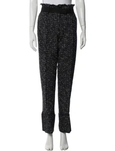 Pre-owned Sacai Tweed Pattern Straight Leg Pants In Black