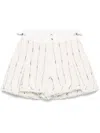 Sacai Striped Tweed Shorts Button Detailing In White
