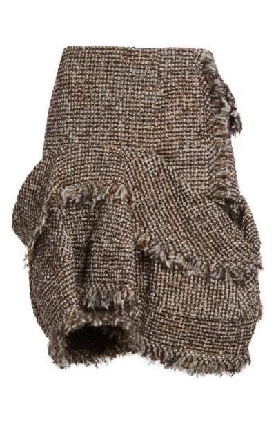 Sacai Tweed Skirt In Brown