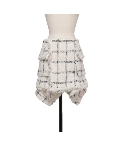 Sacai Tweed Skirt In White