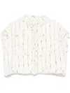 Sacai Tweed Vest With Short Sleeves And Frayed Edge In White