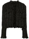Sacai Tweed Wool Short Jacket In Black
