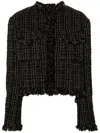 Sacai Tweed Wool Short Jacket In Black