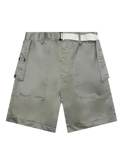 Sacai Twill Belted Shorts In Gray