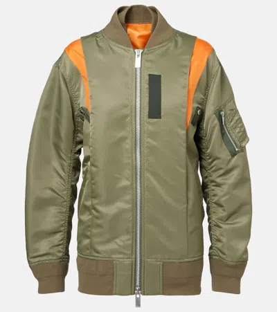 Sacai Twill Blouson In Green