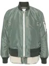 Sacai Layered Hybrid Bomber Jacket In Green